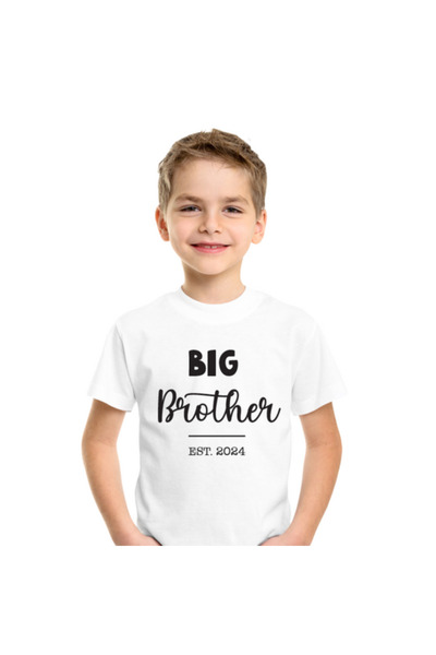 Printoot Customizable Big Brother/Sister Est 2024 Kids Sibling Announcement T-Shirt