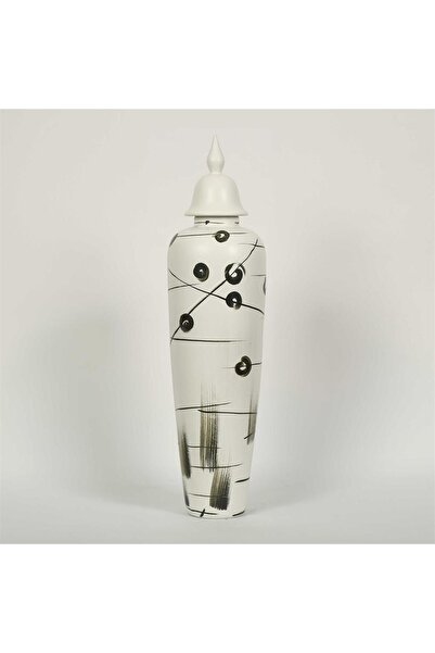 Vitale مزهرية بورسلين بغطاء على شكل زيتون 18*87 سم AK.JY0010