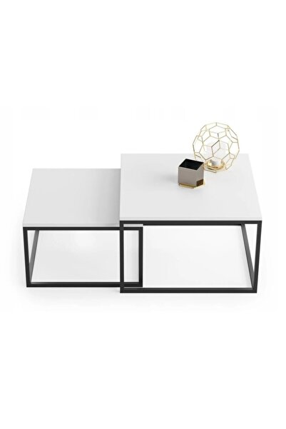 DECOLİN Metal İkili Modern Orta Sehpa Mdf Tabla