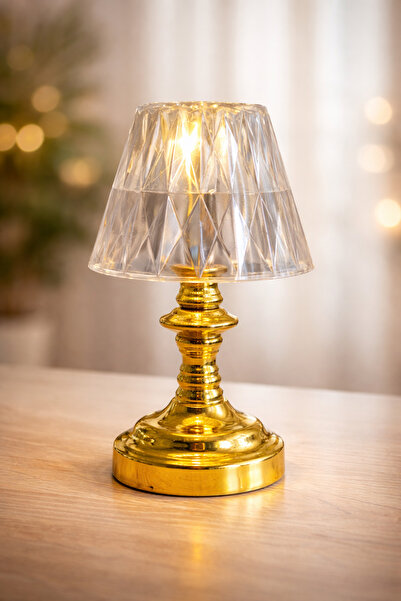 KRN GLOBAL GROUP Gold Dekoratif Masa Lambası | Kristal Şapkalı Şık Ofis & Hed...