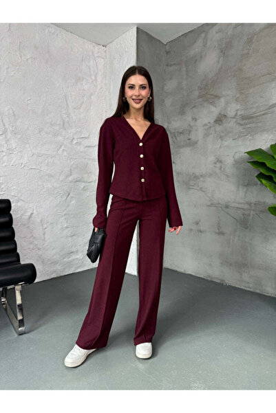 La Perla Boutique Gold Buttoned Thessaloniki Cardigan Suit