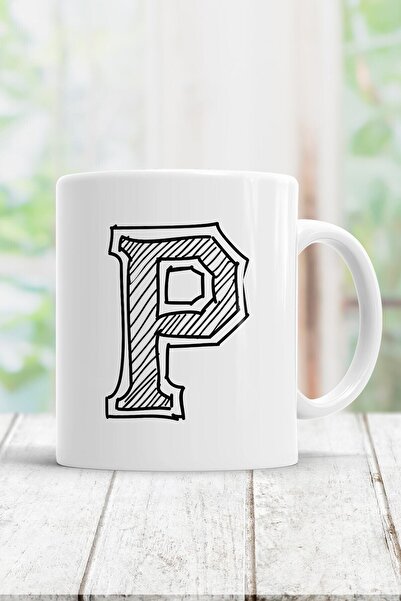 Mio Life White Letter P Printed Mug