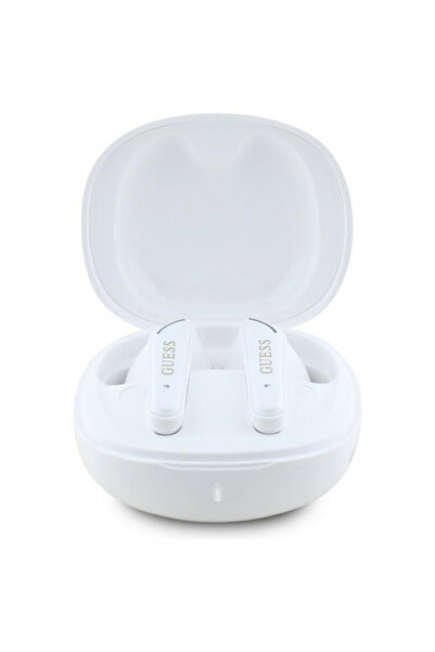 Guess Handsfree Bluetooth Flat Classic Logo Electroplated, TWS, Alb