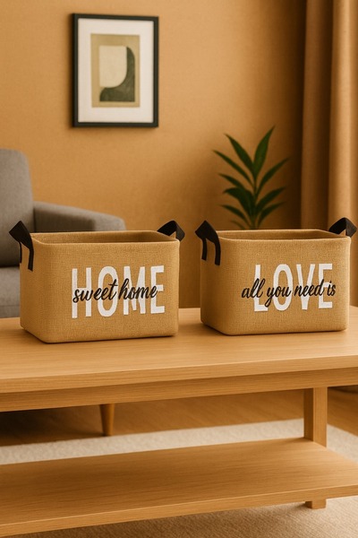 LUXWAY HOME 2'li Küçük Boy Set Jüt, Dolap Içi Çamaşır Çocuk Odası Oyuncak Düz...