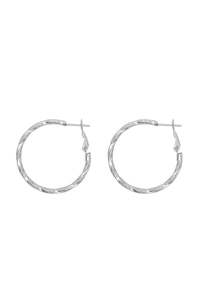 Bijuteria SORELLY Silver Textured Creole Earrings 4cm