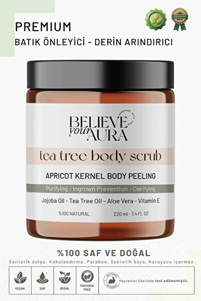 Believe Your Aura Çay Ağacı Yağı Vücut Peelingi - Batık Karşıtı Yenileyici Gö...