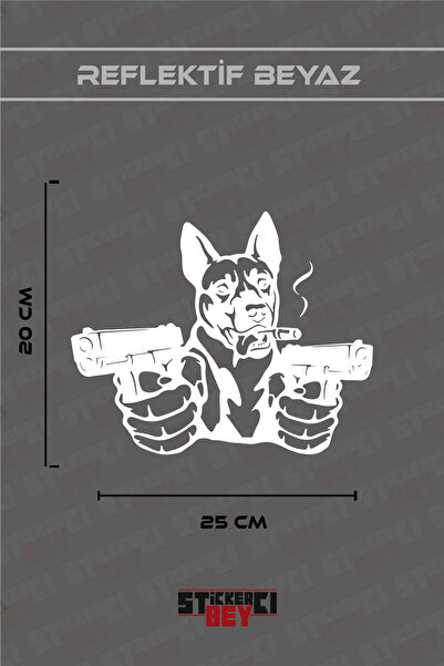 STİCKERCI BEY Armed Dog Visual Motorcycle Laptop Helmet Car Sticker Decal (Fo...