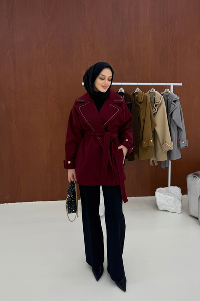 FUSHYA Yakası Boncuklu Nakışlı Gold Kaşe