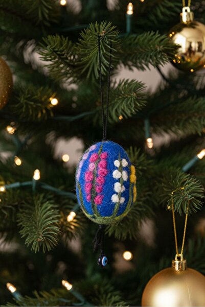 Uretti - Tülin 3528 4319 Handmade Felt on Egg Foam Blue Christmas Ornament / ...