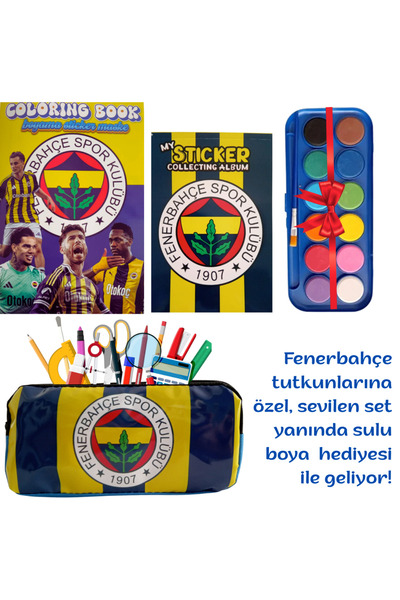 booddie Fenerbahçe Sarı Lacivert Stickerlı Boyama Kitabı,Kalemlik,Sticker Def...