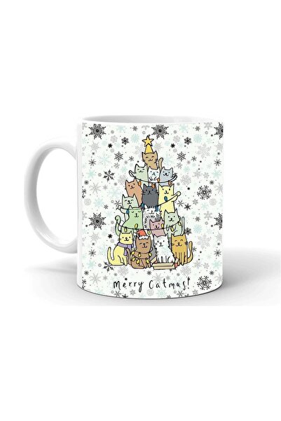 Mio Life كوب سيراميك أبيض مطبوع بطابع عيد الميلاد للعام الجديد