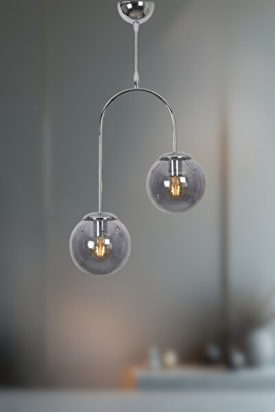 RONİSU AYDINLATMA Zentia Sarkıt 2'li Camlı Avize - Şık Tasarımlı Modern Avize