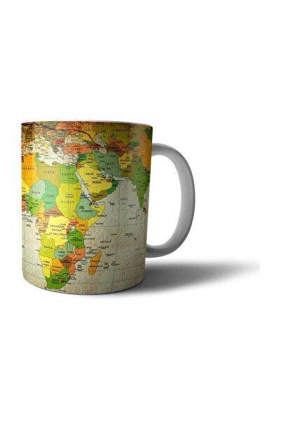 Mio Life Colorful World Map Design Printed Porcelain Mug - Cog002