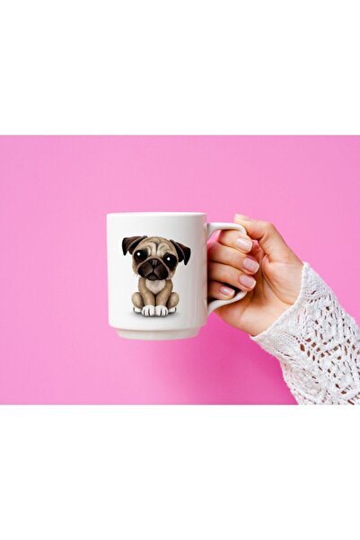 Mio Life Pug Dog Designed Ceramic Double Printed White Mug with Gift Box
