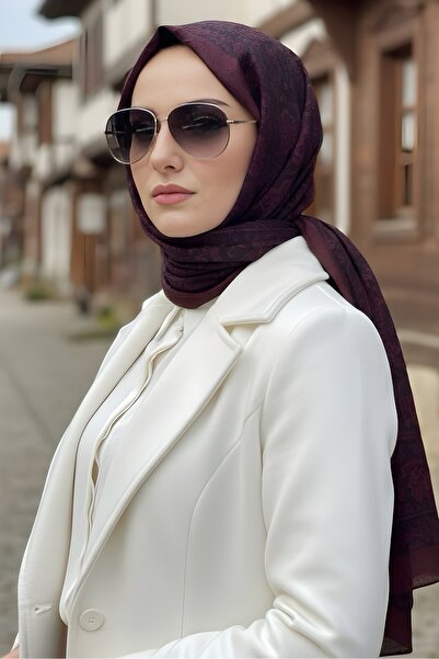 İmajButik Burgundy İpekhan Patterned Shawl