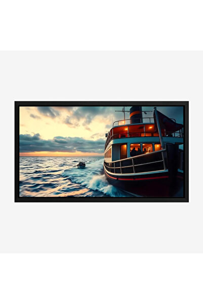 Tajridhome لوحة بحرية تعكس ألوان الغروب مع قارب يبحر في أمواج هادئة، جمادات و...