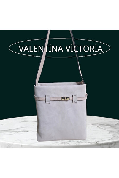 valentina victoria Genuine Suede 3-Section Wide Handle Shoulder Bag