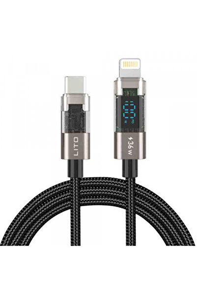 Lito Cablu Date si Incarcare USB-C - Lightning LD09CL Display, 36W, 1.2m, Negru