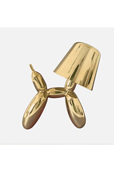 LeylArt Gold Balon Köpek Tasarımlı Şarjlı Masa Lambası - 3 Farklı Işık Modu