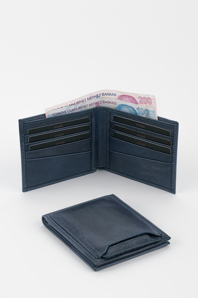 Fossil Boxed Genuine Leather Horizontal Men's Hand Portfolio Wallet with Extr...