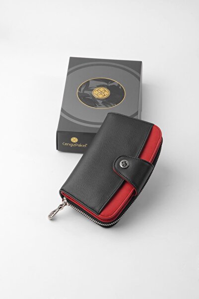 CENGİZ PAKEL Daily Women's Medium Wallet - 65311 - Black/Red