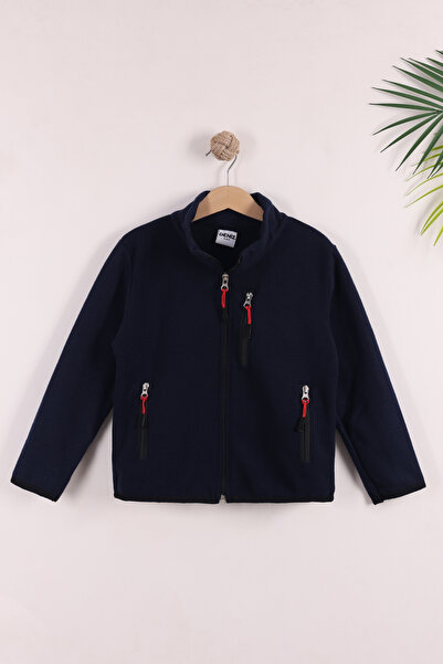 monox Children's Unisex Fleece Jacket with Elastic Cuffs and Zipper, 3 Pockets