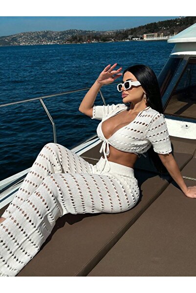 DEHA textile YACHTİNG STYLE BEYAZ FİLE TRİKO YAZLIK SET