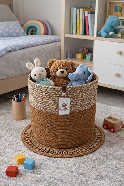 Efuliz Home Coș din paie de iută, coș pentru baie-prosoape-îmbrăcăminte-coș p...