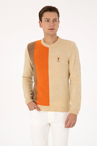 U.S. Polo Assn. Men's Regular Fit Crew Neck Vanilla Sweater 50314955-Vr110