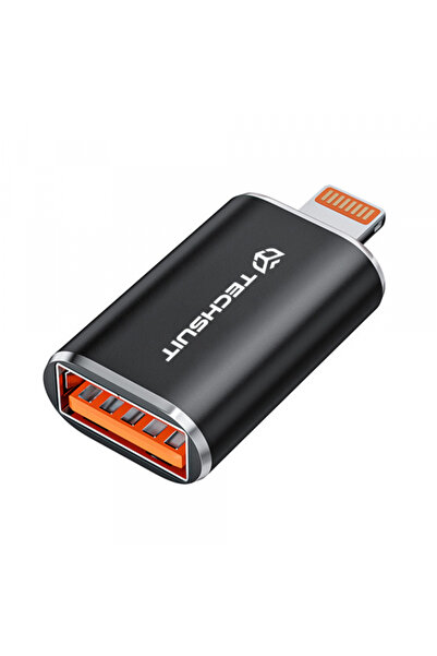 Techsuit Adaptor OTG Lightning - USB-A A6 HyperPort, Negru Portocaliu