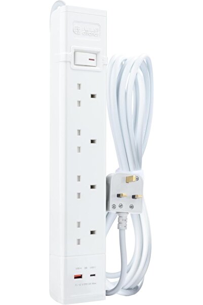 Alfanar شريط طاقة مزود بأربعة مقابس ومنفذي USB