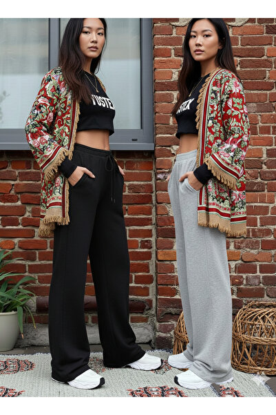 CANDERO Χειμερινό σετ 2 τεμαχίων (Μαύρο + Γκρι) Γυναικείο βαμβακερό παντελόνι...