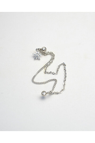 Piercing by Sever ÇİÇEK SALLANTILI, ZİNCİRLİ ÇELİK PIERCING. ŞEFFAF TAŞLI, GÜ...