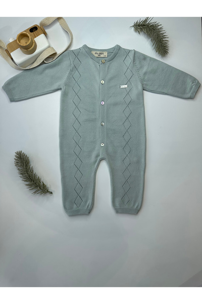 NİNOS ALEGRES KIZ - ERKEK %100 PAMUK İKİ TARAFLI BAKLAVA DESEN TULUM OILGREEN