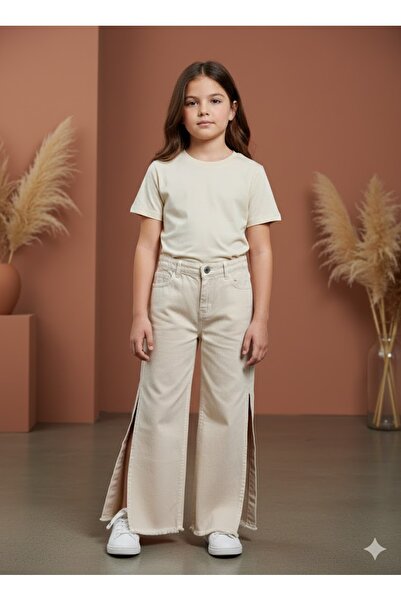 nk kids Kız Çocuk Yırtmaçlı Denim Kot Pantolon