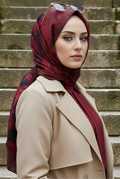 İmajButik Burgundy İpekhan Patterned Shawl
