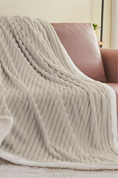 Mulberry بطانية F قماش مجدّل Welsoft ذات سطح داخلي فاخر من الشيربا مقاس فردي ...