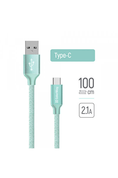 ColorWay USB-A - USB-C Data and Charging Cable CW-CBUC003, 18W, 1m, Green