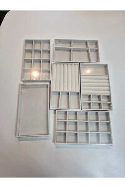 LONDON Birds Store Şık kadife kaplamalı 6 lı çekmece içi takı seti ( KREM renk )