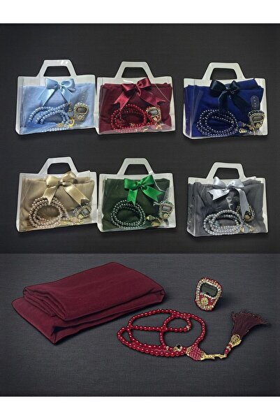 EVASAN ASETAT ÇANTALI YAZMA+İNCİ BONCUK TESBİH+ZİKİRMATİK