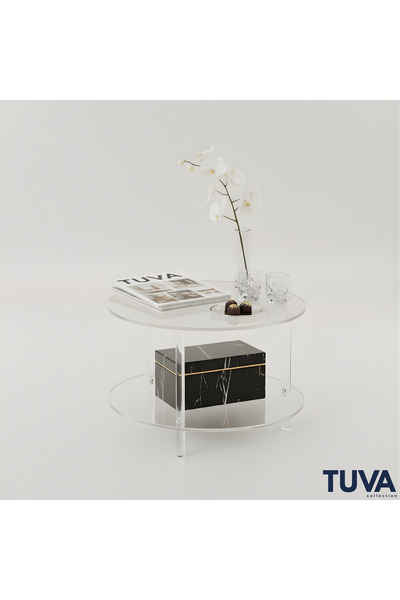TUVA Collection COLUMNA - Şeffaf Pleksi Orta Sehpa | Minimal Modern Akrilik S...