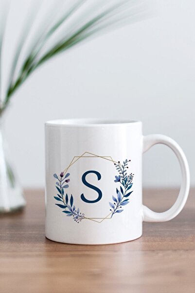 Mio Life Unisex White Letter S Printed Mug