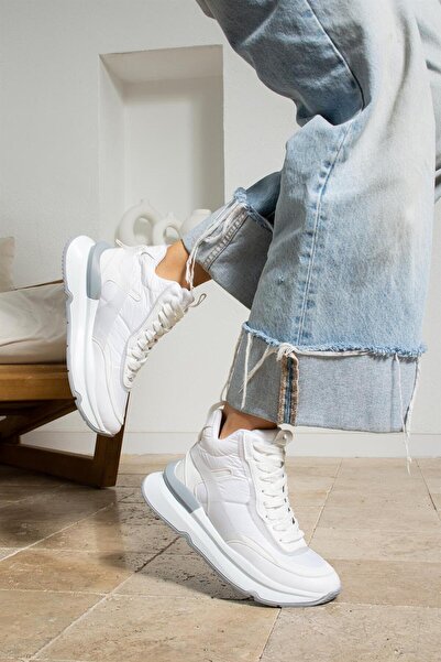 ShoeTek Marion Women's Sneakers Lace-Up Sports Boots White Parachute Leather