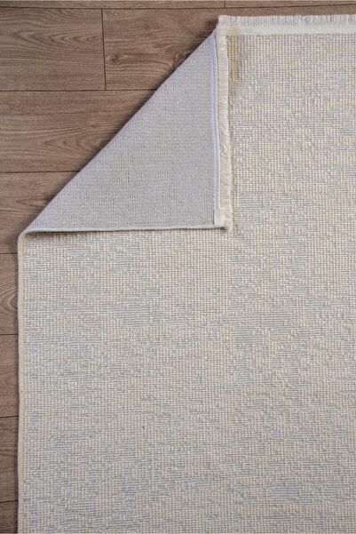 ANUTYA HOME Beyaz Şönil Kilim Saçaklı Tozumayan Makinede Yıkanabilir Kaymaz T...
