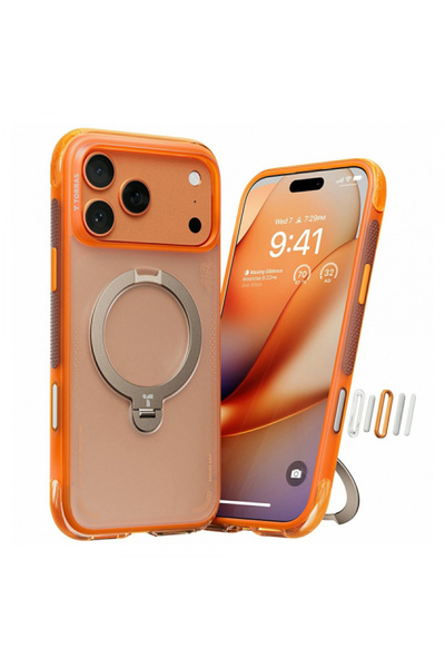 TORRAS Husa pentru Apple iPhone 17 Pro, Torras, Ostand Spin Air, Portocalie