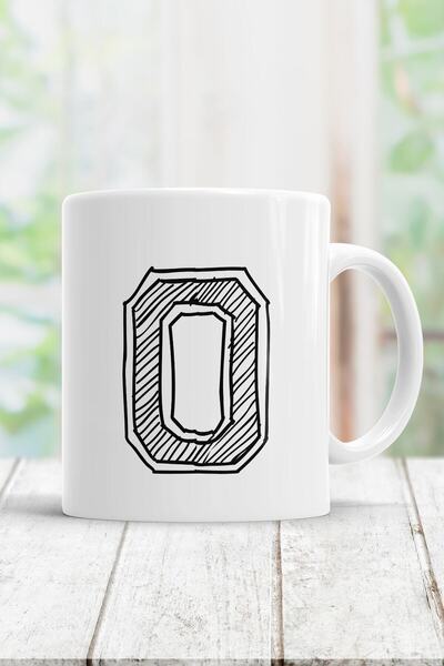Mio Life كوب أبيض مطبوع عليه حرف O