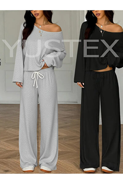 CANDERO Χειμερινό σετ 2 τεμαχίων (Μαύρο + Γκρι) Γυναικείο βαμβακερό παντελόνι...