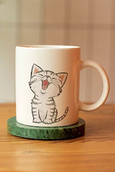 Mio Life Cat Printed Ceramic Tea Coffee Cup