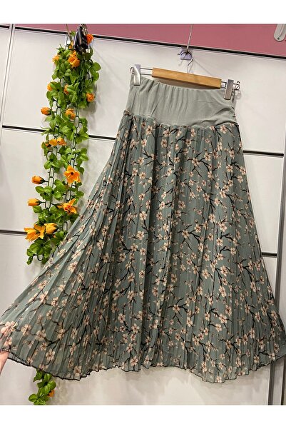 edu collection Fusta din șifon cu model MIDI, căptușită