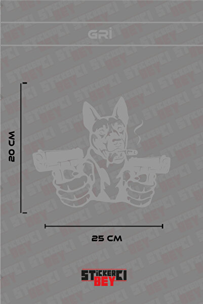 STİCKERCI BEY Armed Dog Visual Motorcycle Laptop Helmet Car Sticker Decal (Fo...